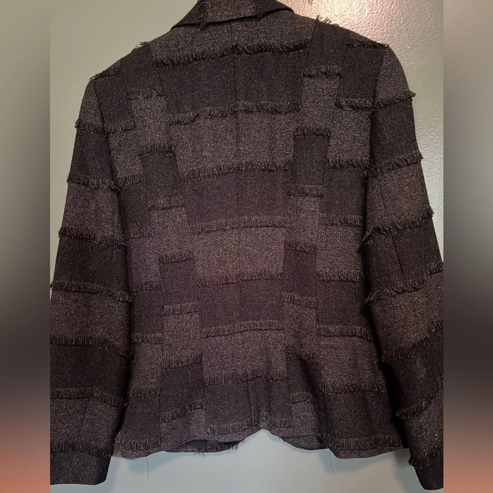 Lena Gabrielle New York Womens blazer/jacket black/gray checked fringe 10‎